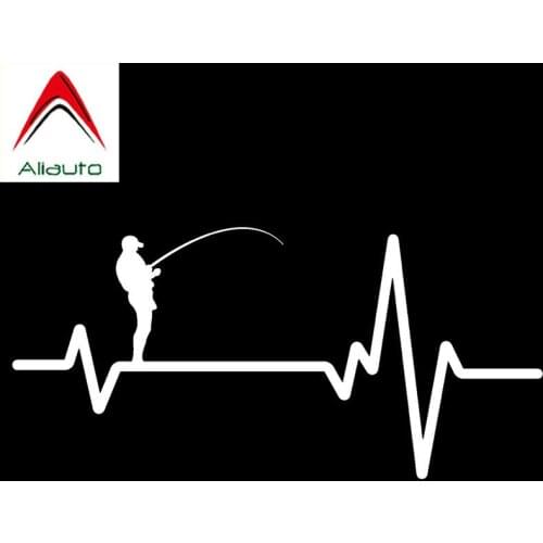 Aliauto Personality Car Sticker Fishing Deep Sea Man Heartbeat Vinyl Accessories PVC Decal for Golf 7 Kia Sportage Gt,16cm*7cm