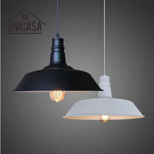Vintage Kitchen Pendant Lights Wrought Iron Black/White/Brown Kitchen Shop Bedroom Bar Lighting Fixtures Modern LED Ceiling Lamp