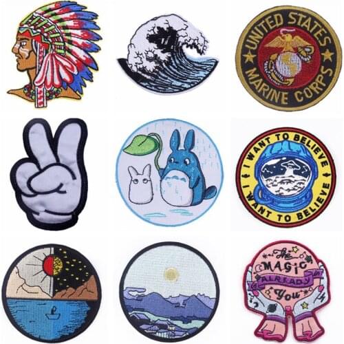 Embroidered Patches For Clothing Feather Headdress Bag Skull Patches For Clothing Ironing Indian Feather Headdress Bag Stickers