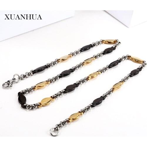 XUANHUA Stainless Steel Jewelry Set Long Big Necklace Bracelet Set Fashion Jewelry Accessories Choker Chain Free Shipping