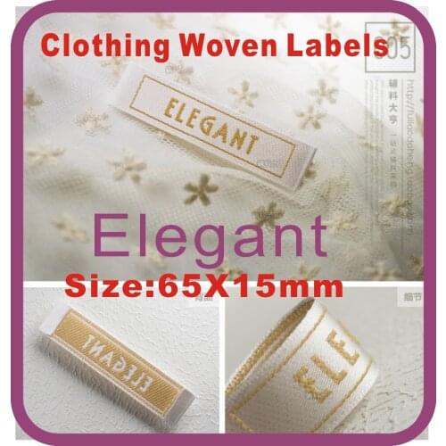 65X15mm stock "Elegant" Top Grade clothing labels , can be choose other A variety of label in our store