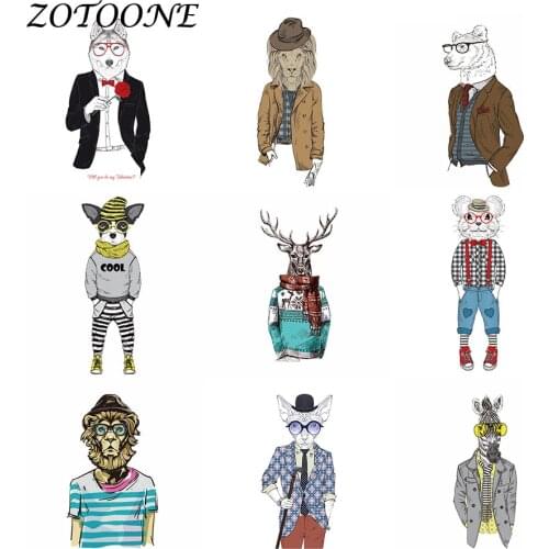 ZOTOONE DIY Iron on Patches Military Biker Applique Iron on Transfer Patch Thermo Stickers on Clothes Animal Gentleman E