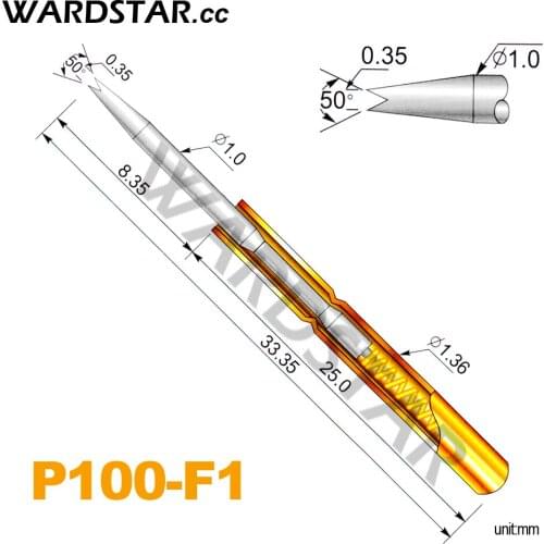 100pcs/lot P100-F1 Dia 1.0mm Spring Test Probes Pogo Pin Length 33.35mm (Stroke Spring Froce:180g) Wholesale