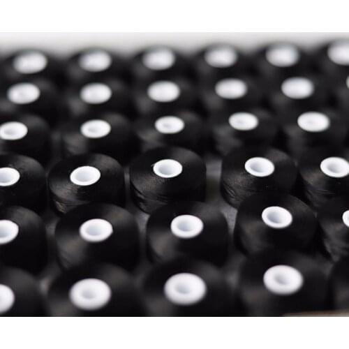 144pcs M Size Black Color Prewound Bobbin Thread Sideless Style 280D/1 Bonded Nylon Thread Underthread leather sewing