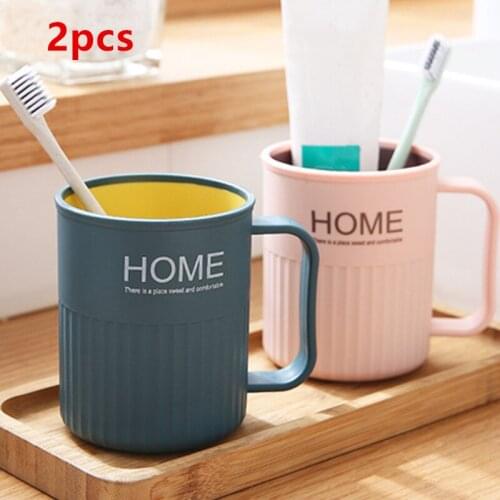 2pcs Mouthwash Cup With Handle Home Couple Wash Mug Good Heat Resistance Travel Portable Toothbrush Toothpaste Storage Case Box