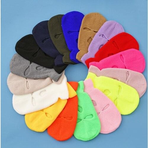 3 Hole Knitted Full Face Cover Mask Three Knit Hat Army Tactical CS Winter Ski Cycling Sports Beanie Hat Scarf Warm Face Mask