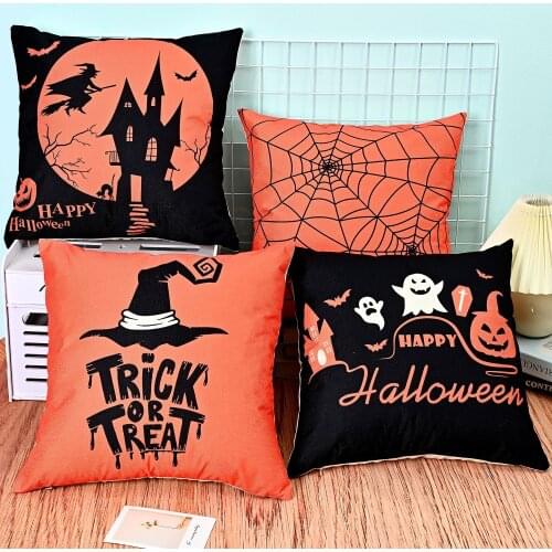 45*45cm Pumpkin Halloween Hugging Pillow Case Linen Material Home Pillow Case Cushion Cover Festive Atmosphere