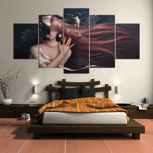 5 panel painting HD printed painting elfen lied canvas home decor wall art picture for living room