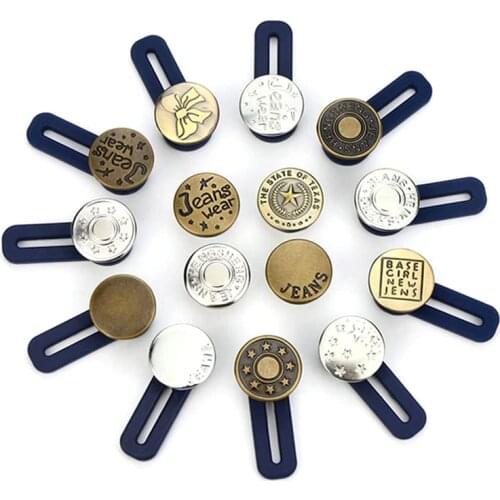 5Pcs Jeans Waist Button Metal Extended Buckles Pant Waistband Expander Free Sewing Buttons Adjustable Disassembly Retractable