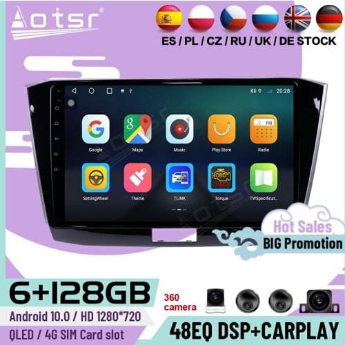 6+128G Carplay Multimedia Stereo Android Player For Volkswagen Passat 2016 2017 2018 GPS Navigation Car Radio Receiver Head Unit