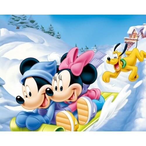 Disney 5D Diamond Painting Full Square Goofy Mickey-Mouse and Minnie Mouse Diamond Mosaic Cartoons Animal Home Decor
