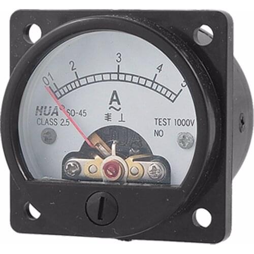 SO-45 Class 2.5 Accuracy AC 0-5A Analog Ammeter Panel Meter Black