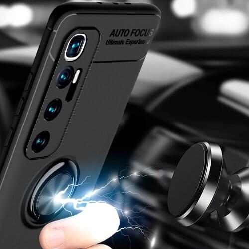Car Magnetic magnet Case For Xiaomi 10 Mi 10 Mi10 Ultra Ring Holder Finger Grip Soft Cover