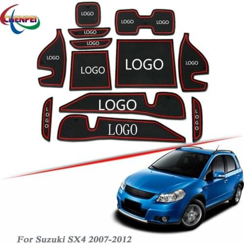 Brand LOGO Car Styling For Suzuki SX4 2007-2012 Gate slot pad Interior Door Groove Mat Non-slip dust Mat Interior Accessories