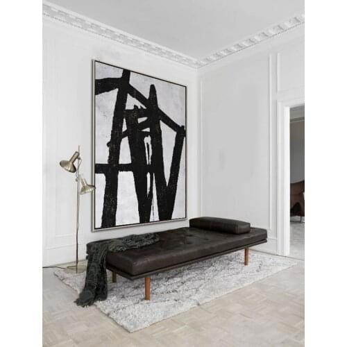 Large Abstract Painting Canvas Art Vertical Minimalist Wall Painting Minimal Art Beige Black And White Wall Art Home Decor
