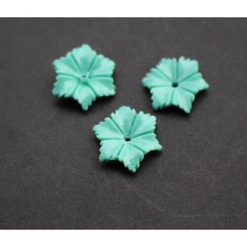 D Size 15mm (20 pieces/lot) Carved Six leaf Artificial Coral beads Ocean Blue color Loose Beads for Jewelry making