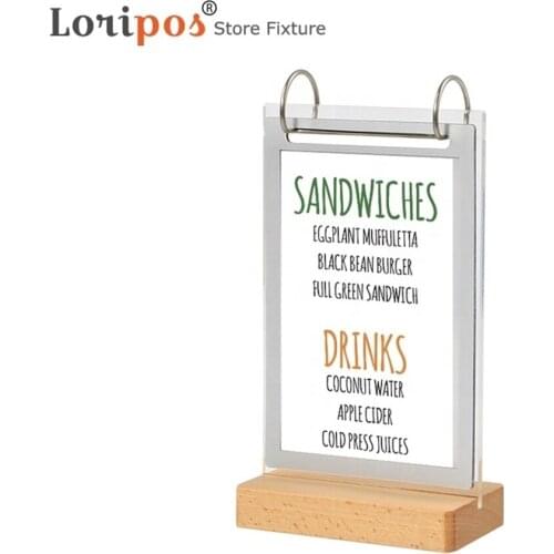A5 Wood Acrylic Menu Stand Label Sign Sleeve Photo Picture Poster Frame Rack For Advertising Promotion Sign Display