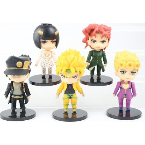 5PCS anime jojo bizarre adventure figure Kujo Jotaro figurine Higashikata Josuke Kakyoin Noriaki Action Figure model toy 10-11CM