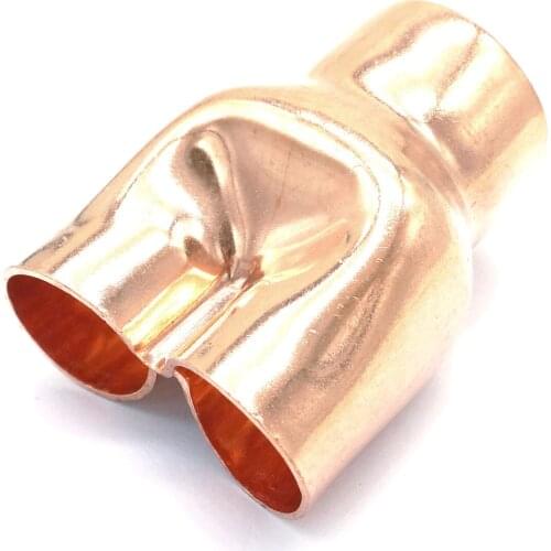 I.D Side*Middle*Side Copper End Feed Reducer Y 3 Ways Welding Pipe Connector Refrigerator Air Condition