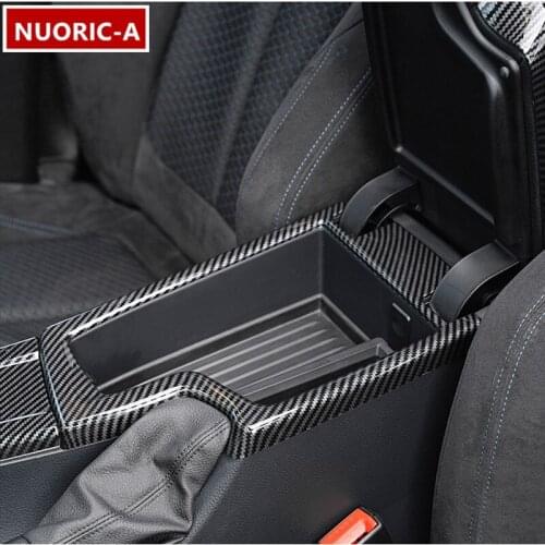 Carbon Fiber Color Central Armrest Storage Box Frame Decoration Cover Trim For BMW F30 F31 F32 F33 F36 3 4 Series 3GT 2013-2019