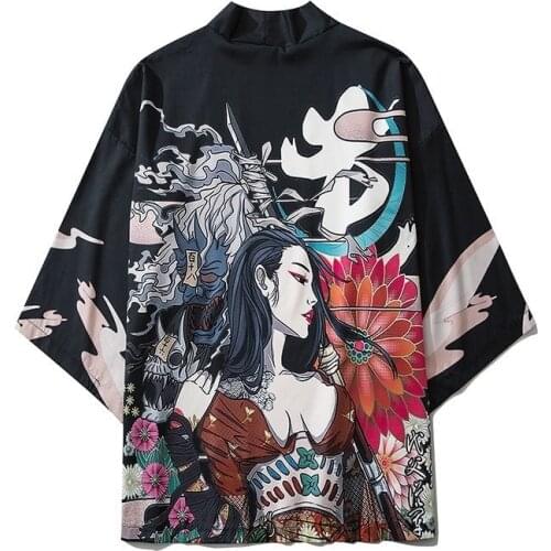 Kimono Man Japanese Kimono Cardigan Yukata Male Kimono Jacket Men Japan Harajuku Streetwear Samurai Clothes Yukata Haori V1912