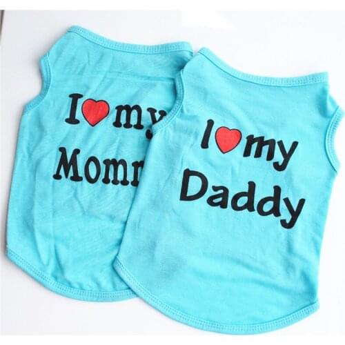 Classic Style LOVE DADDY/ LOVE MOM Dog Vest Pet Puppy Clothes Cotton T Shirt Variety of Colors for Choose