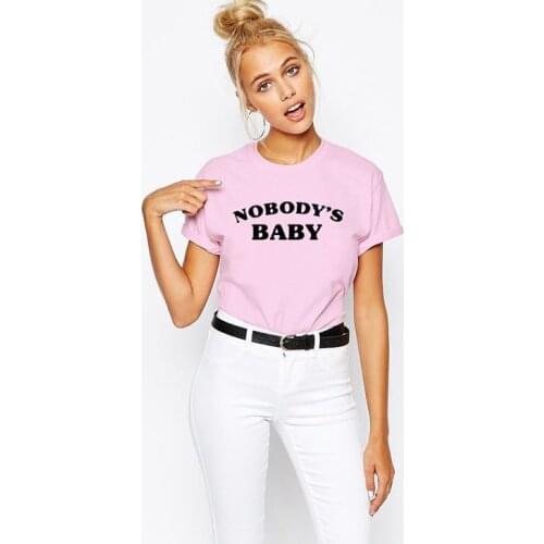 Summer O-Neck Girl Cotton Tees Nobodys Baby T-Shirt Tumblr High Quality Graphic Top Hip Hop Women/Men Clothing Outfits Oversize