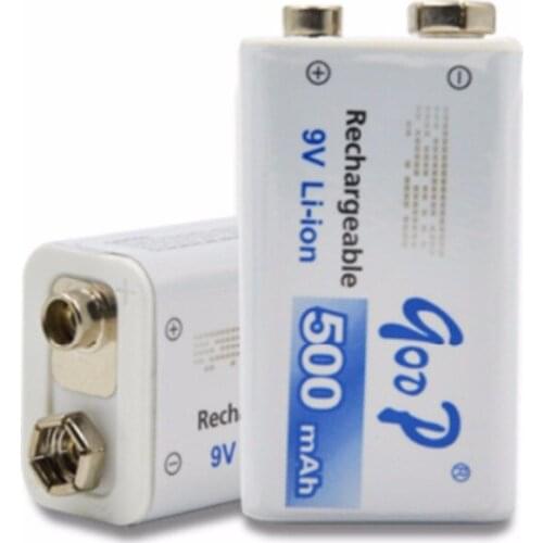 2PCS/LOT GODP 9V 500mAh Li-ion Rechargeable Battery