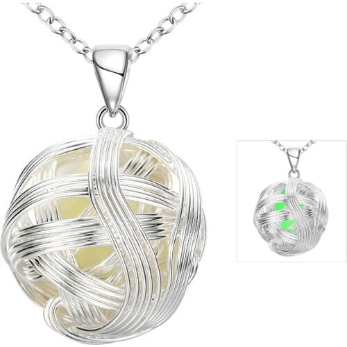 Lureme Fashion Simple Glow in the Dark Ball of Yarn Pendant Necklace for Women Luminous Necklaces Wholesale (01003921)