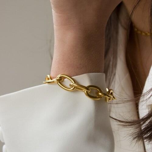 RscvonM Punk Minimalist Rock Bangle Bracelet Cuban Brake Chain Fashion Jewelry Hip Hop Rap Women Men Unisex 2021 Gift Party