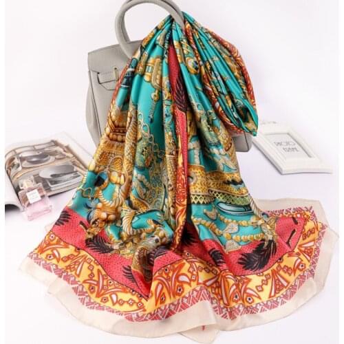 Fashion Dustproof Handkerchief Summer Feather Print Silk Scarves Popular 180X90CM Shawls Classics Sunscreen Travel Beach Towel