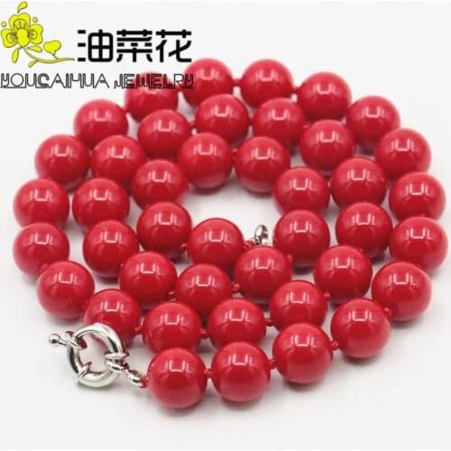 Trendy Accessory Jewelry Beads 10mm Red Coral Necklace Wholesale Balls DIY Girls Women Gifts Female Fitting Clothing Decoration