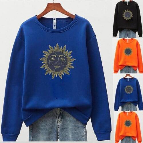 Harajuku Fashion Womens Sweatshirt Plus Size Print O-Neck Long Sleeve Tops T-shirt Ladies Loose Casual Pullover Sweatshirts G4