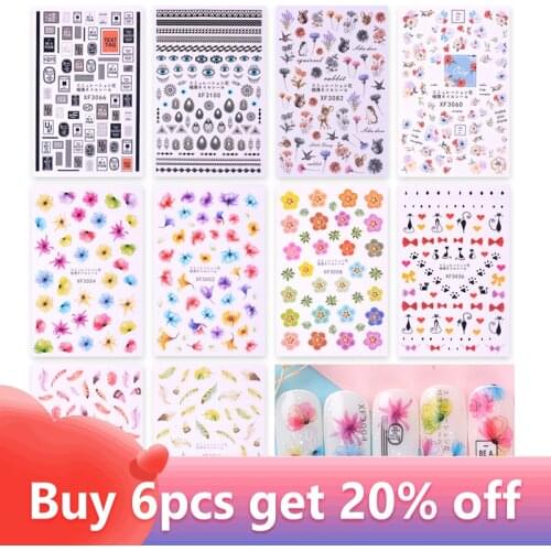 1 sheet Fashion Heart Flower Nail Stickers Adhesive Pre Glue Decals Foils Polish DIY Nail Art Tools Beauty Accessories