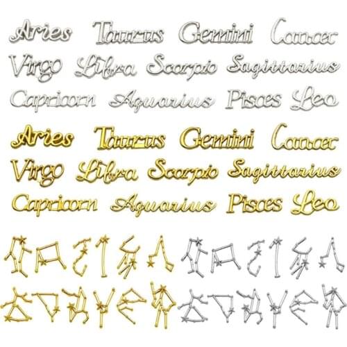 48 Pcs/Box Mixed 12 Constellations Alloy Material UV Epoxy Resin Mold Filling Jewelry Making Filler DIY Art Crafts Decor