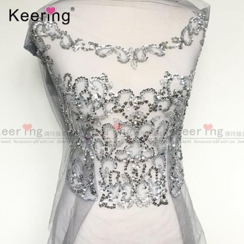 Handmade Keering Sexy sequins Bodice Rhinestone Applique Patch WDP-145