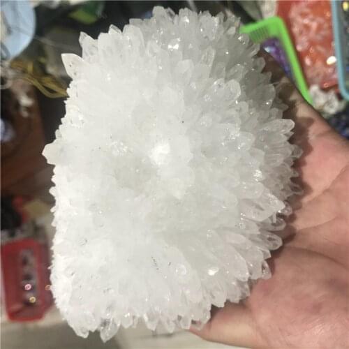 Natural white crystal cluster original stone degaussing purification shock energy pendulum