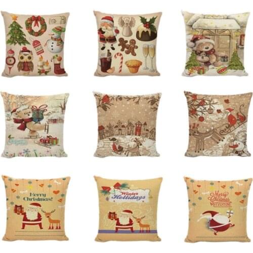 Santa Claus Throws Pillowcase Elk Sleigh Santa Claus Cushion Cover Farm Home Living Room Sofa Chair Bedding Decorate Accessories