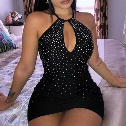 2021 New Spring Autumn Lady Party Dress Long Sleeve Hot Drilling Slim Mini Dress Sexy Mature Nightclub Dresses