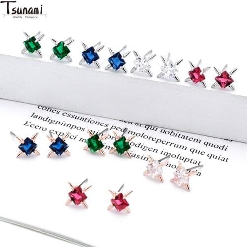 New Women Earrings Embellished with Crystals Zircon Stone Round Charm Earrings Popular Romantic Fine Jewelry Gifts