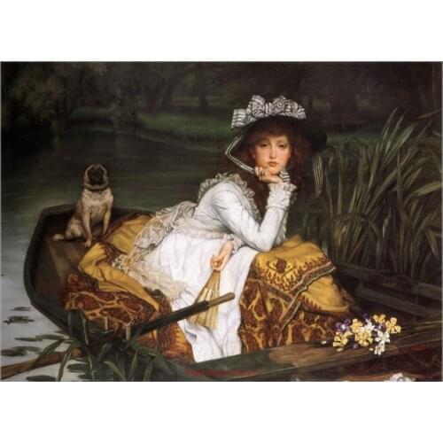 Needlework for embroidery DIY DMC Color High Quality - Counted Cross Stitch Kits 14 ct Oil painting - Young Lady in a Boat