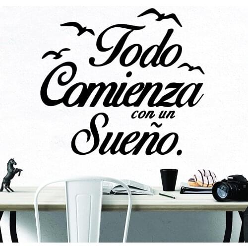 Modern Spanish Sentence Wall Art Decal Wall Art Sticker For Office Room Murals vinyl Stickers Bedroom Wall Decals vinilo pared