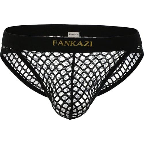 Sexy Gay Underwear Mens Briefs Low Rise Pouch Panties Man Transparent Mesh Fishnet Underpants Male Briefs Bikini Slip Homme