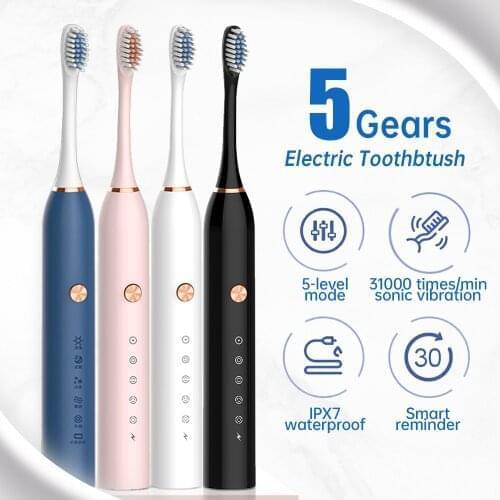 Smart Electric Toothbrush Ultrasonic Electric Tooth Brush USB Rechargeable Sonic Toothbrush IPX7 Washable 5 Mode Teeth Brush