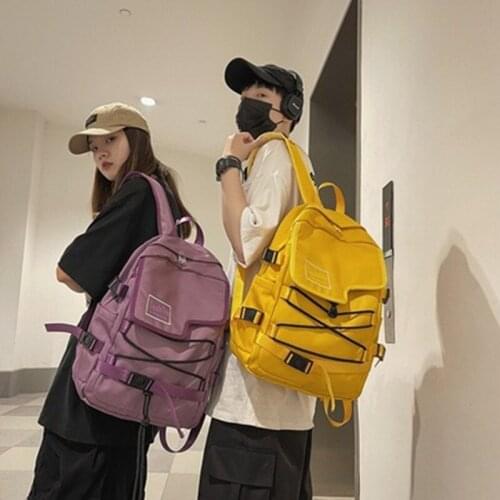 Female Waterproof solid color nylon drawstring soft backpack junior high school student high school student travel sports bag