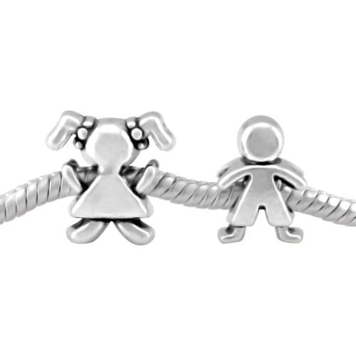 2 Pieces High Quality Boy and Girl Beads Fit Pandora Bead Charms Bracelet Making DIY Fashion Jewelry For Women SPB160