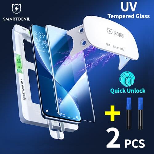 SmartDevil Full Glue UV Tempered Glass For Xiaomi mi 11 11 pro 11 Ultra UV Screen Protector For Xiaomi mi 10 10S 10 Pro 10 Ultra