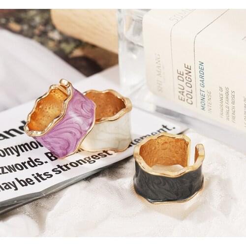 Colorful Plating Enamel Joint Finger Ring for Women Girls Vintage Gothic Chunky Adjustable Opening Rings Female Jewelry Gift