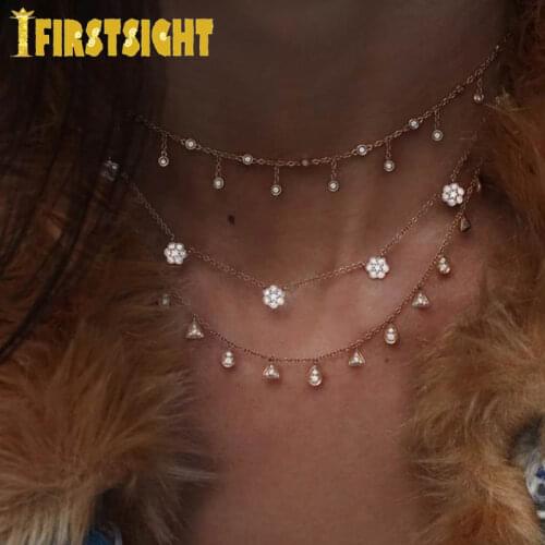 925 sterling silver paved cz choker minimal flower necklace gold tiny link chain for women wedding delicate gorgeous necklace