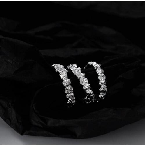 1pc Authentic S925 Sterling Silver Jewelry Molten Irregular Texture Ring Adjust C-J1204